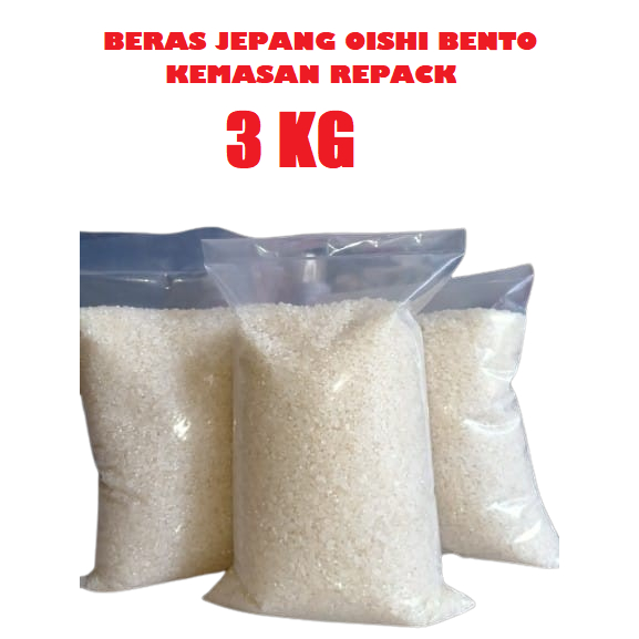 

Beras Jepang Sushi Japonica OISHI BENTO Kemasan Repack 3 kg Japonica Rice