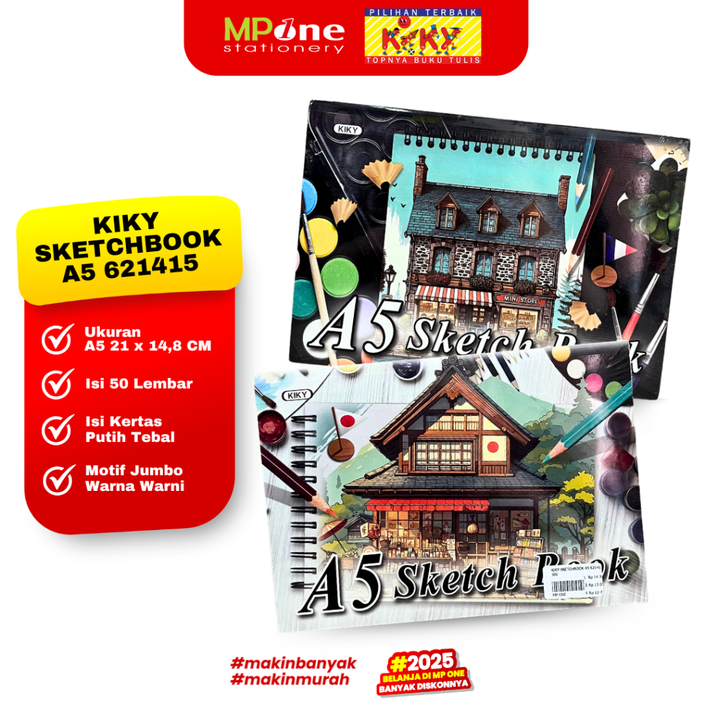 

Kiky Sketch Book A5 621415 Tebal 50 Lembar / Buku Sketsa Kertas Putih Ukuran A5 KIKY