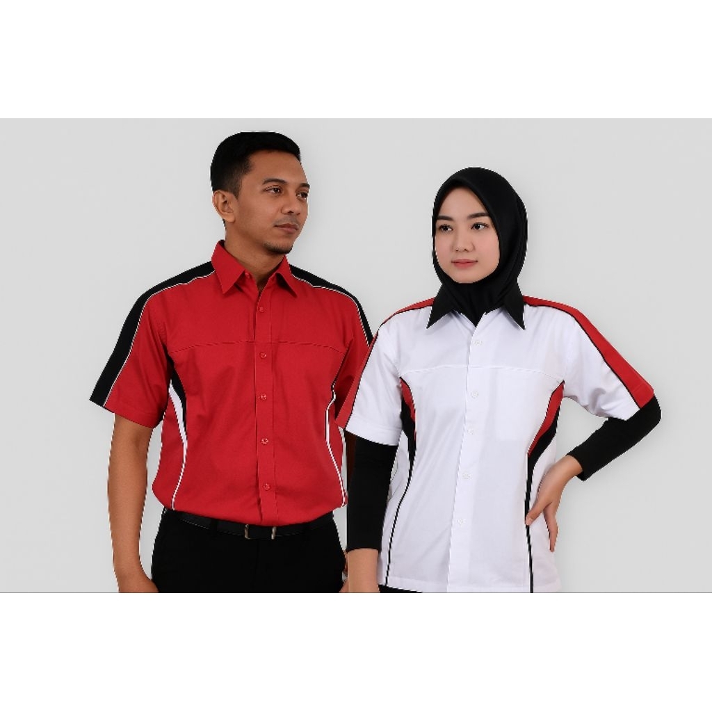 ENZINO Sport Kemeja Seragam Kerja Kode DC - 01 Merah Putih