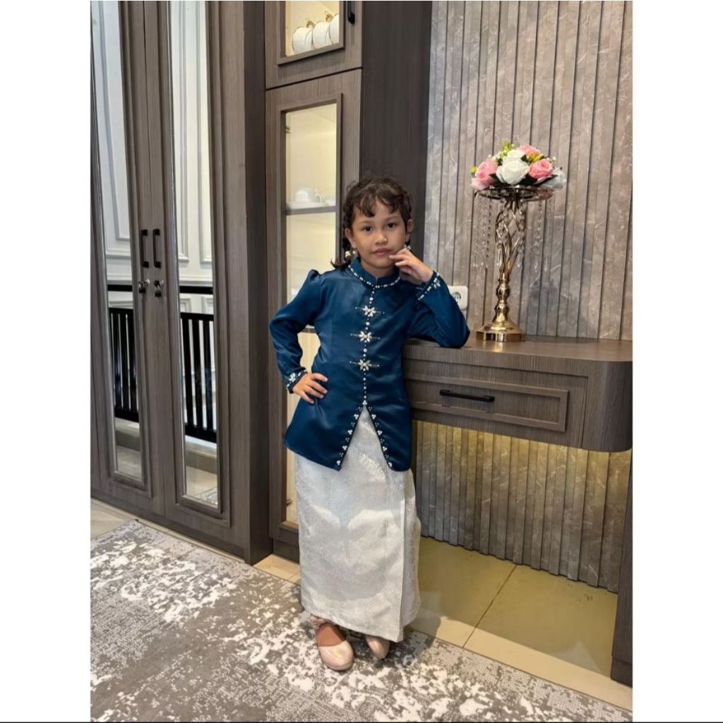 Baju Kurung Anak Rok Songket Satu Set Rok Songket Tali belakang Kekinian Model Terbaru 2025
