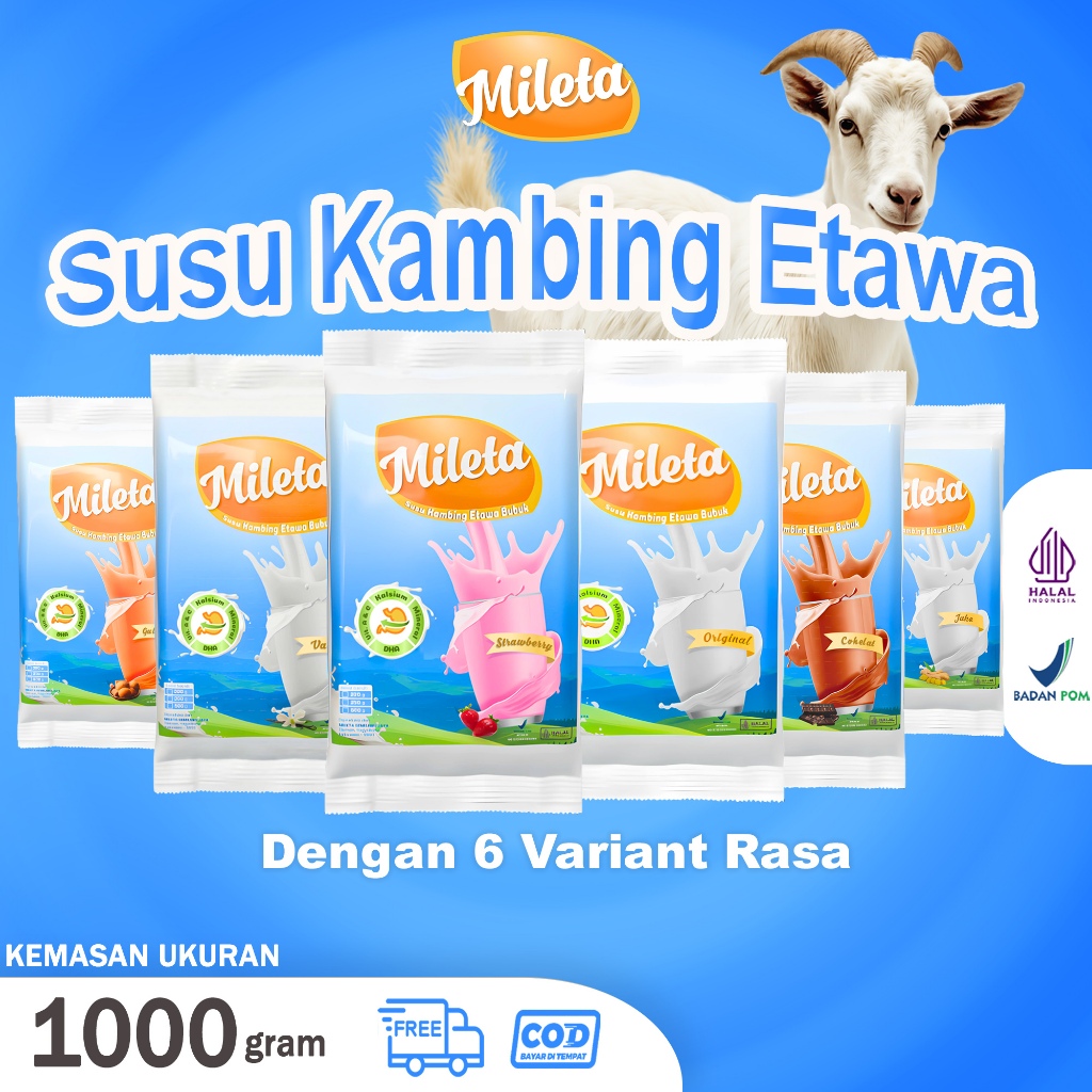 

Susu Kambing Etawa Mileta Asli 1000gr – Susu Bubuk Sehat untuk Sendi, Tulang & Daya Tahan Tubuh