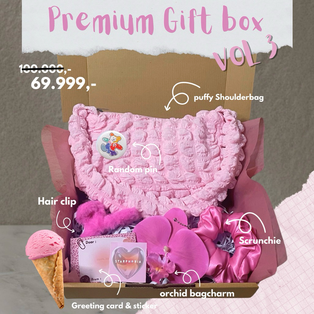 

OS VOL 3 - GIFT BOX PINK + FREE KARTU UCAPAN & STICKER (hampers / kado / hadiah ultah / gift box cewek) READY STOCK