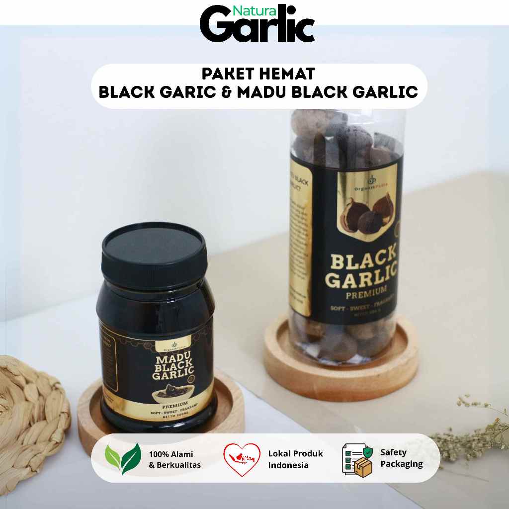 

Paket Hemat Black Garlic Medium 200gr Dan Madu Black Garlic 350gr