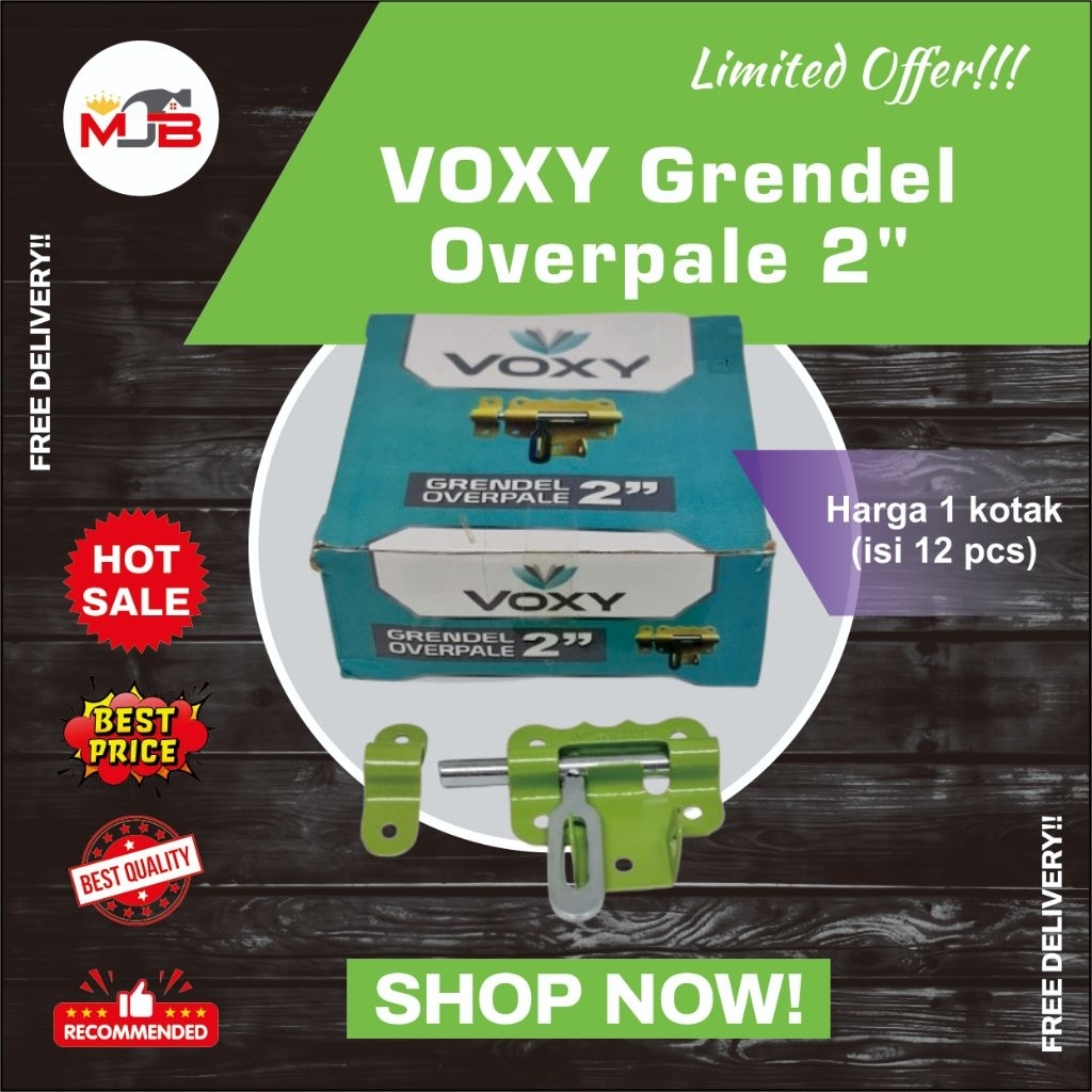 GRENDEL OVERPALE WARNA HIJAU VOXY 2" ISI PER KOTAK 12 PCS / GRENDEL TEMPAT KUNCI / SLOT PINTU GUDANG