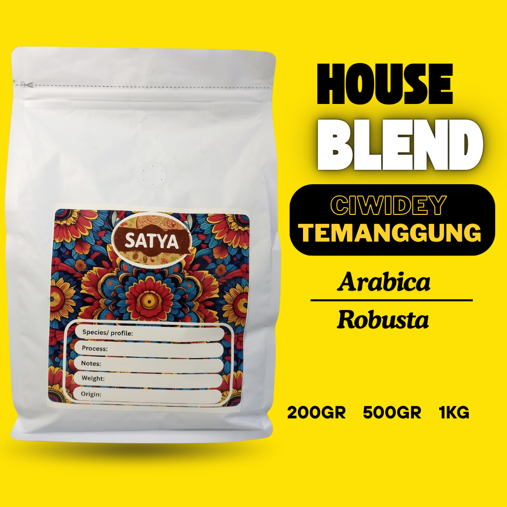 

House Blend Natural SATYA | Biji Kopi Robusta Temanggung - Arabica Ciwidey untuk Kopi Susu Espresso