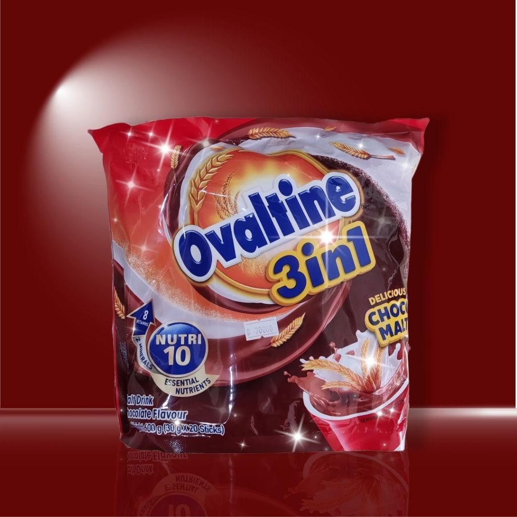 

Ovaltine 3in1 Chocolate Malt 400g (20 Stik) EXP 2026