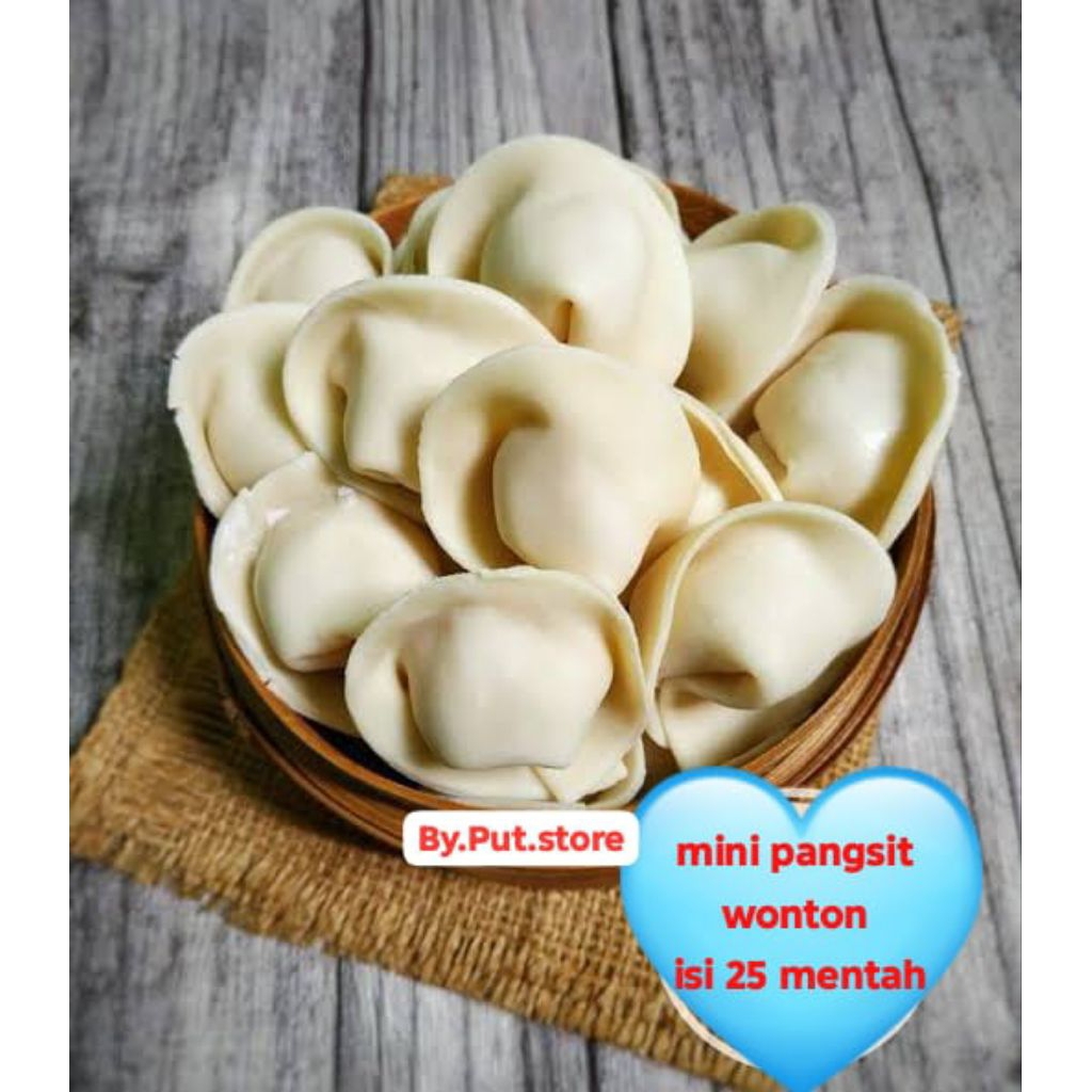 

Pangsit Mini isi 25 mentah /isi ayam cincang mini wonton/pangsit frozen.kemasan vacum/mentahfrozen