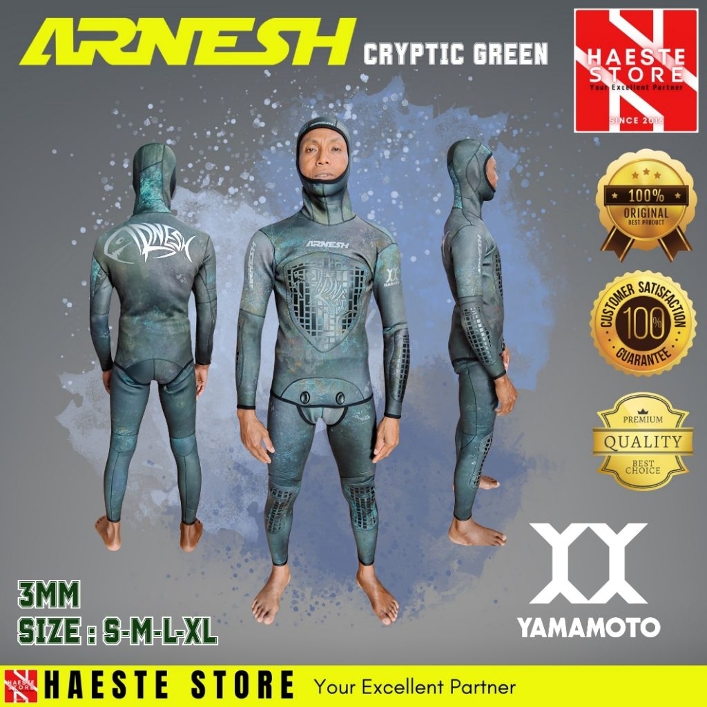 ARNESH CRYPTIC GREEN SPEARFISHING WETSUIT YAMAMOTO 3MM