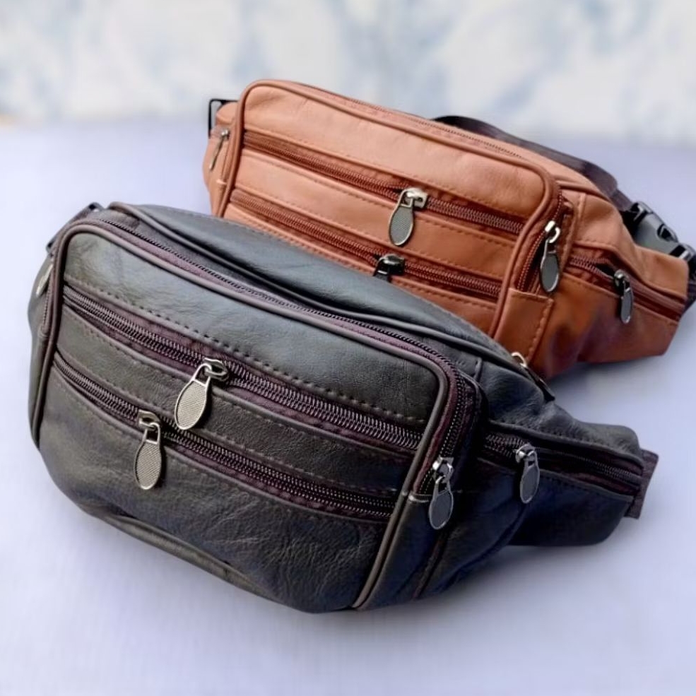 Tas Pinggang Kulit BESAR Waistbag kulit tas slempang pria Tas pria kulit Besar dan sedang