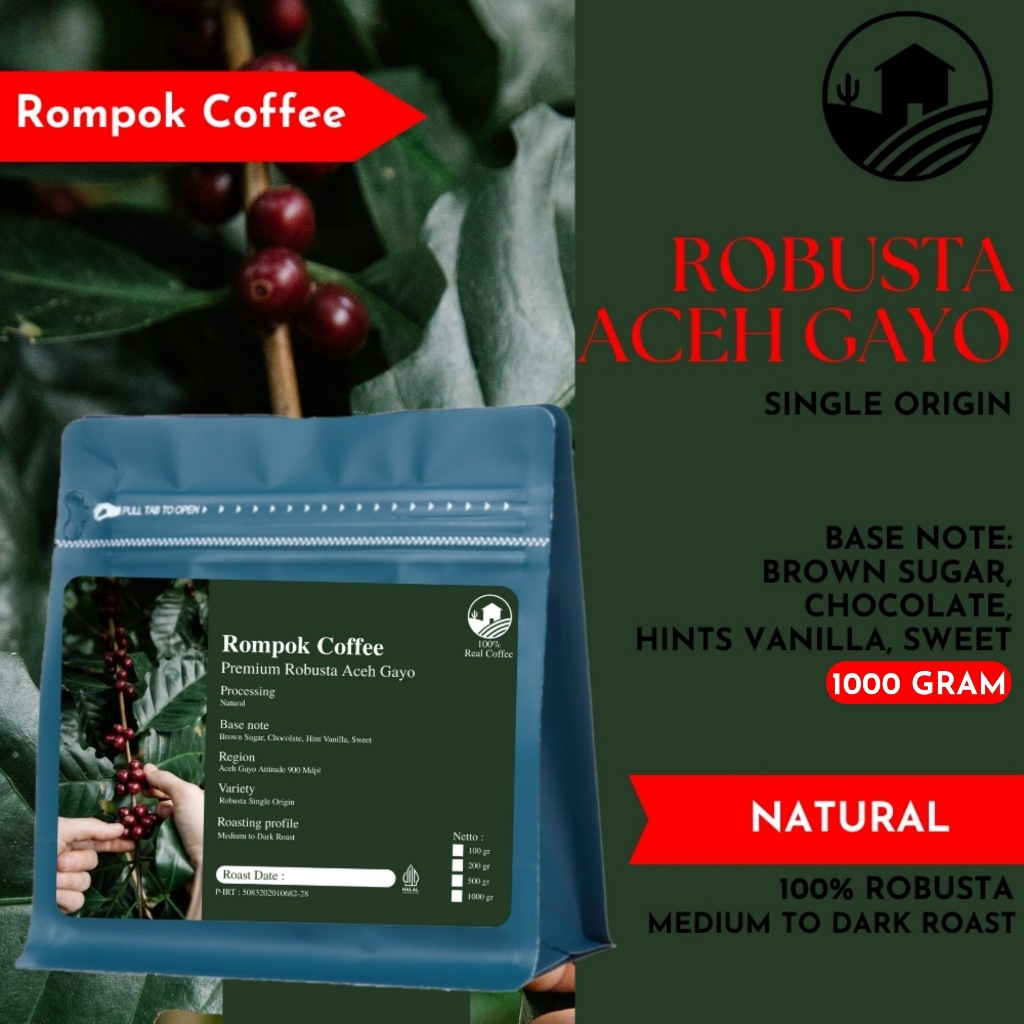 

Kopi Robusta Aceh Gayo Original Biji Kopi Asli 1 Kg Rompok Coffee Roastery Kopi Robusta Terenak
