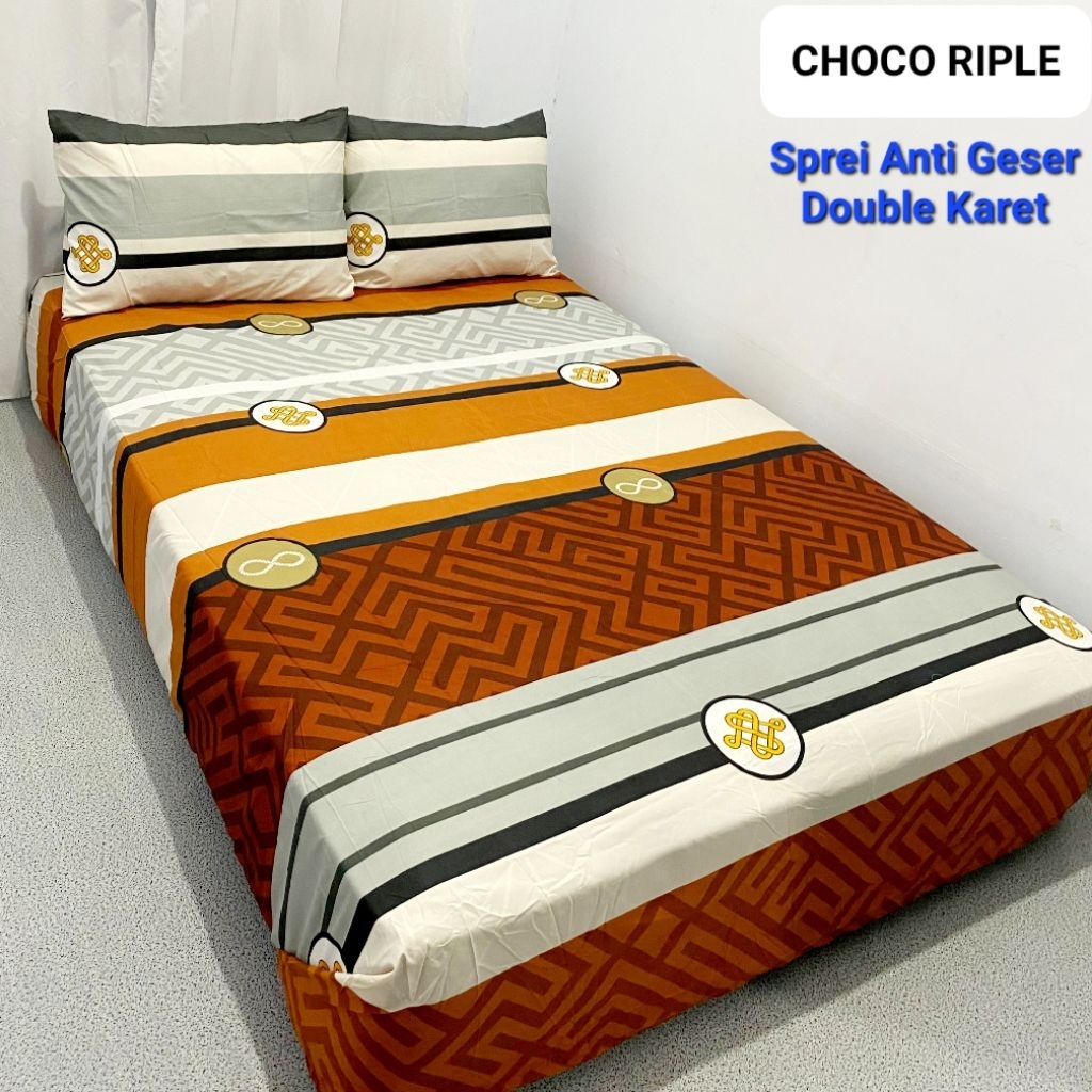 BISA COD SPREI ANTI GESER CHOCO RIPLE SEPREI KATUN WARNA COKLAT MINIMALIS ESTETIK KOREA 120 X 200 SE