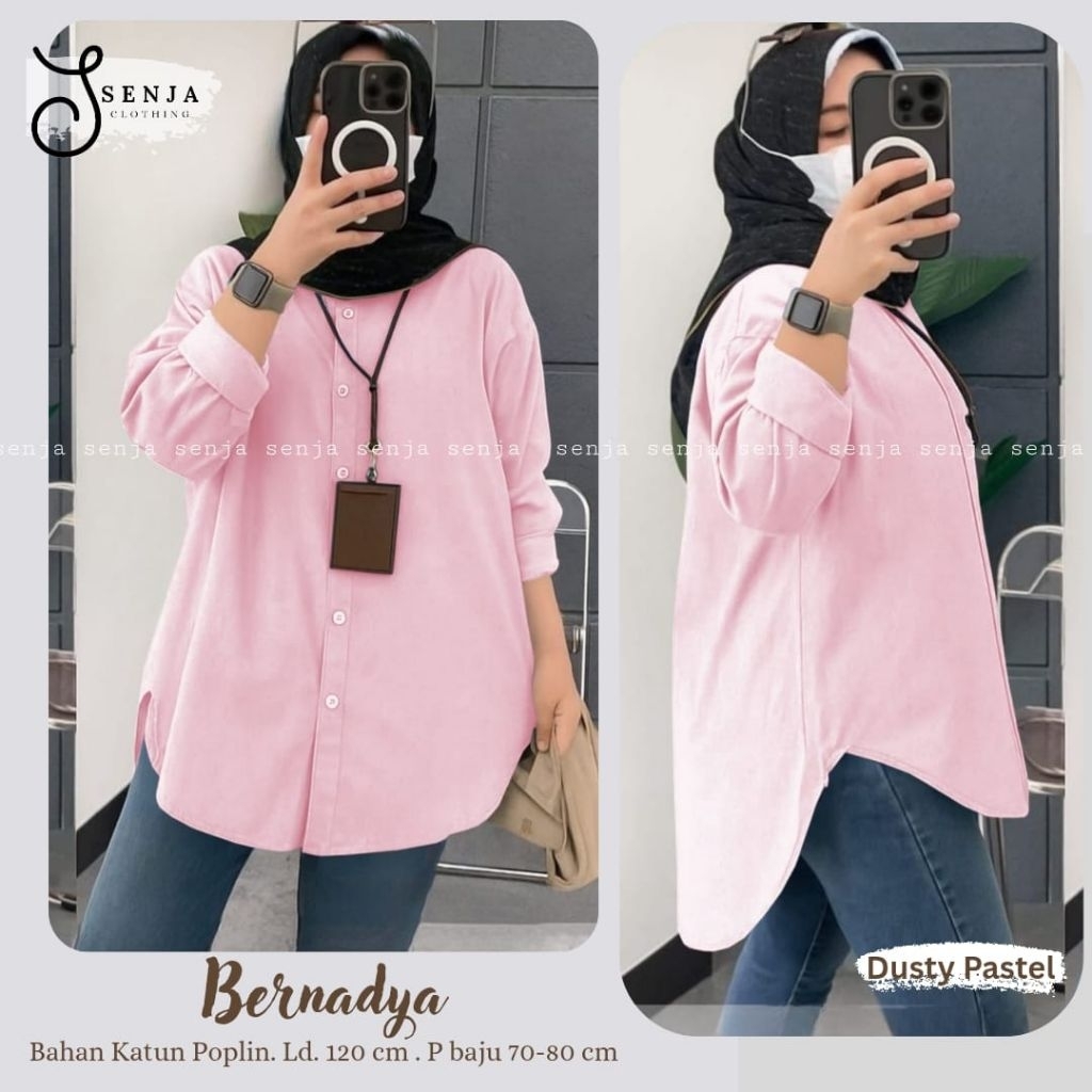 BERNADYA KEMEJA WANITA POLOS BAHAN KATUN POPLIN PREMIUM