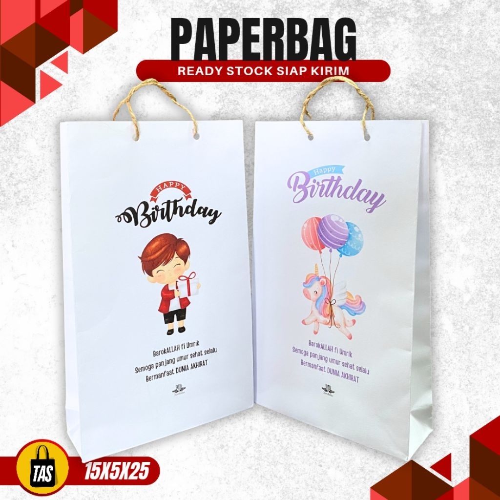 

Paper Bag Ulang Tahun Muat Snack Jajan Anak Souvenir Ready Stok Siap Kirim Paper Bag Ultah 15x5x25