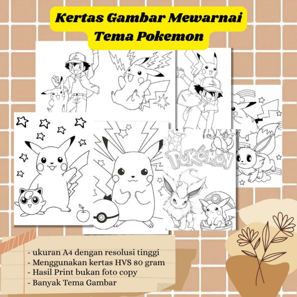 

20 LEMBAR KERTAS GAMBAR MEWARNAI TEMA POKEMON ( READY LANGSUNG KIRIM )
