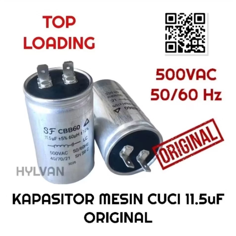 KAPASITOR MESIN 11.5 uF CUCI 1 TABUNG TOP LOADING PRIGINAL