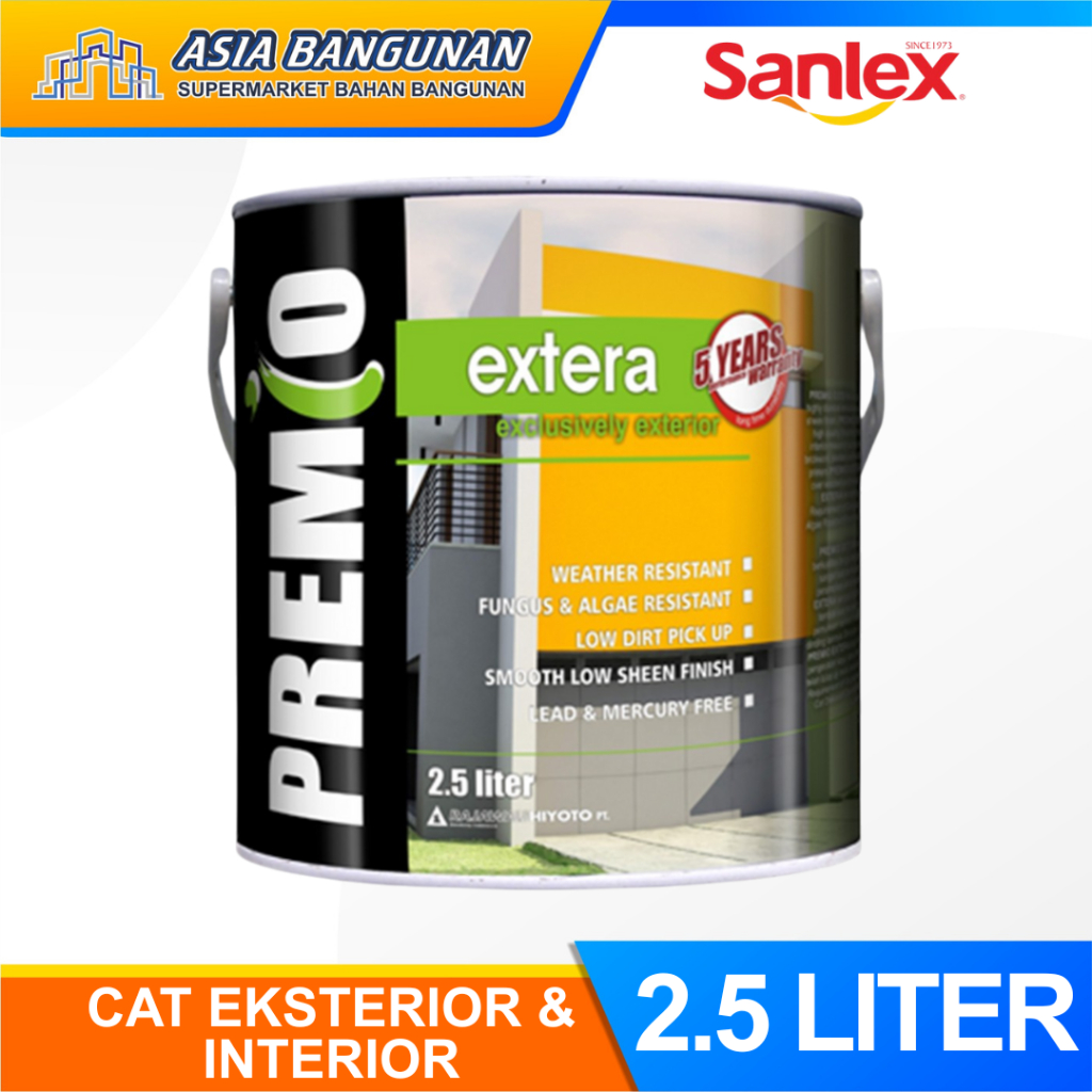 Sanlex Cat Premio Extera Wall Paint 2.25 Lt - Pelapis Cat Dinding Khusu Eksterior