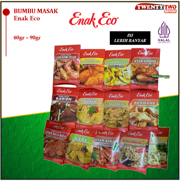 

[6 X]Enak Eco Sambel Pecel,Rawon Soto Sate Bumbu Masak Rumahan Indonesia ENAK ECO 60-90gr