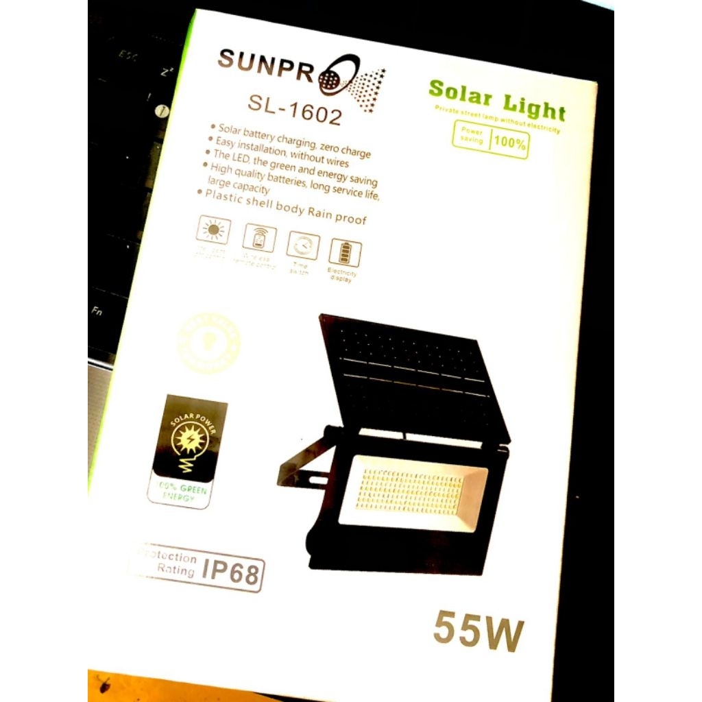 LAMPU TENAGA SURYA SOLAR LIGHT IP 68 SUNPRO SL - 1602 55w SOLAR LAMP WATERPROOF