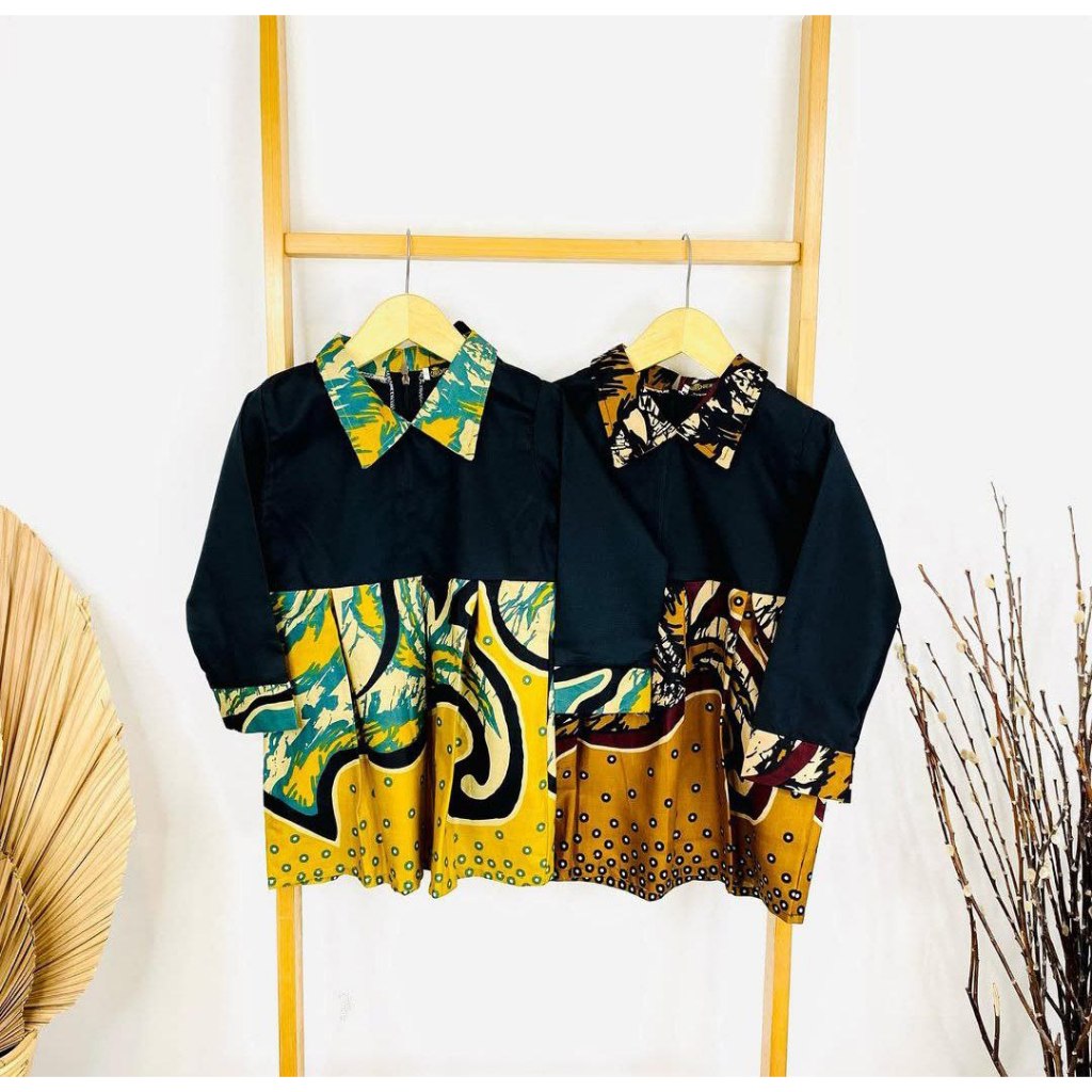 Benang Raja Atasan Anak Katun Gelombang Abstrak