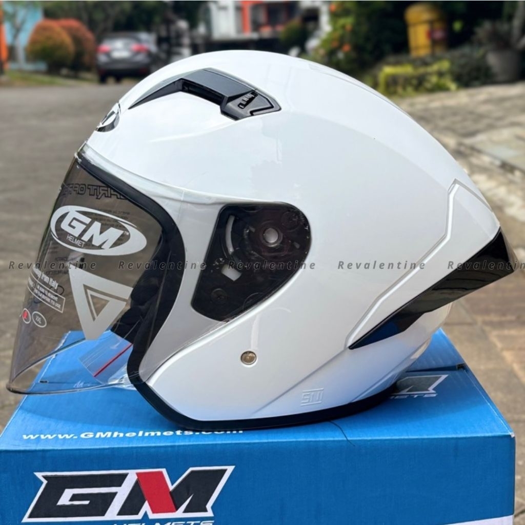 GM G2 SOLID WHITE ORIGINAL | HELM MOTOR HALF FACE GM GII PUTIH ORI SNI