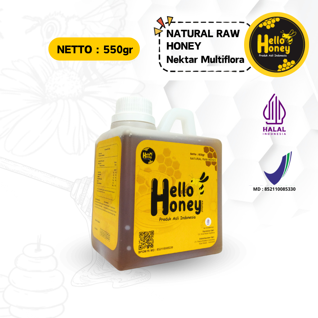 Hello Honey - Madu Asli Murni 550 Gram - Natural Raw Honey