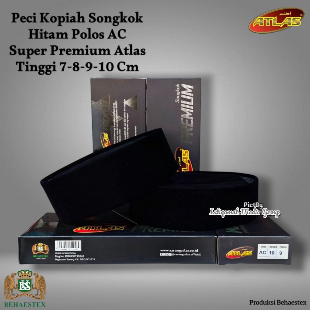 Peci ATLAS Songkok Hitam ac Tinggi 7 8 9 dan10-Peci Atlas Classic Exclusive
