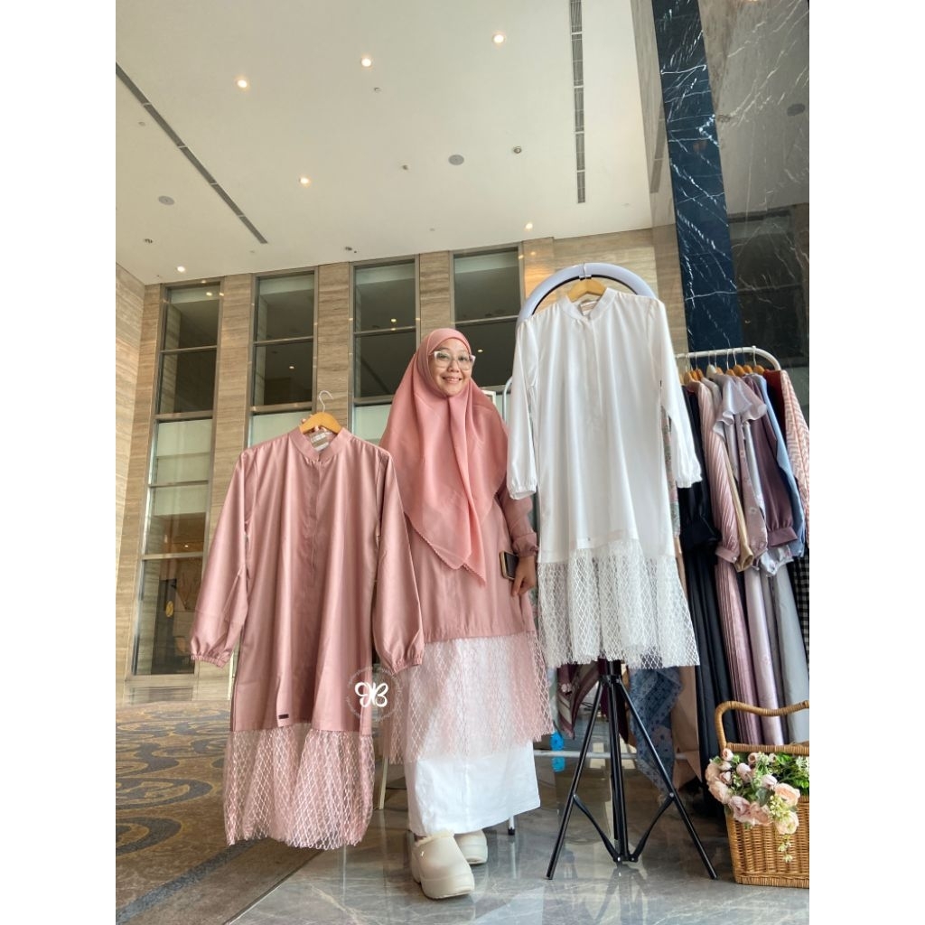FATIA TUNIK WANITA bahan katun TOYOBO  kombinasi Brukat TUNIK MUSLIM by gallery bunda