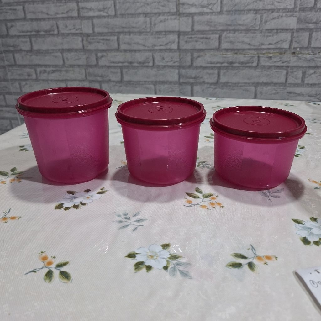Set Toples Tupperware 3 Ukuran 650 ml - 550 ml - 450 ml / Satu Set Toples Bulat Tupperware / Toples 