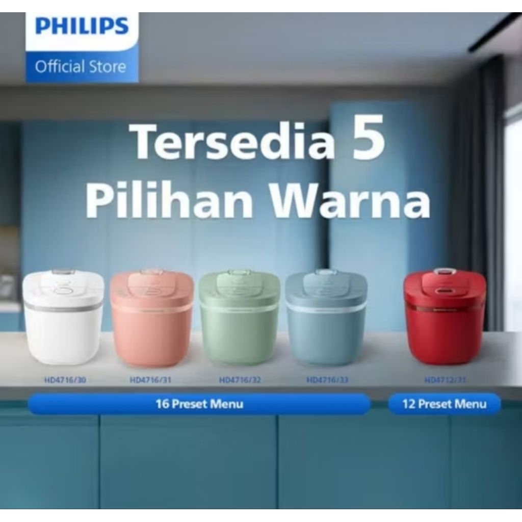 PHILIPS HD4716 Rice Cooker 1.8 Liter Digital Series 3000 -  Fresh Defense Technology HD4716 1.8 L De
