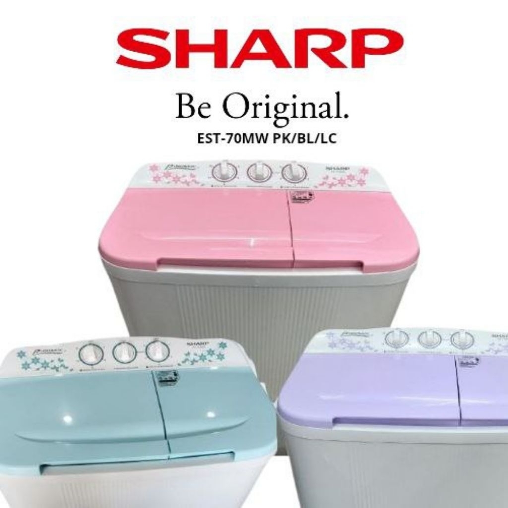 SHARP Mesin Cuci Puremagic 2 Tabung SHARP ES-T70MW-PK/LC/BL FREE ONGKIR (JABODETABEK)
