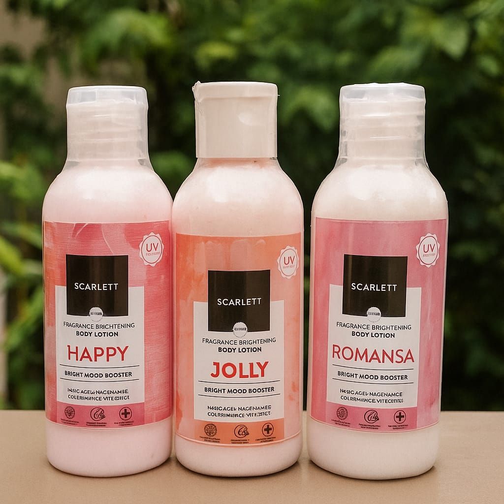 Paket 3-Pcs Scarlett Body Lotion Heppy Jolly Romansa Ukuran 60ml