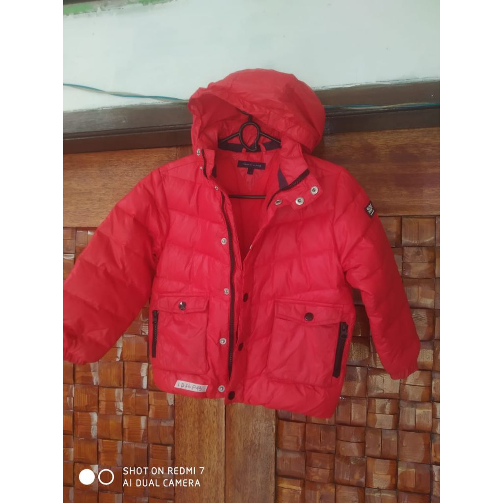 jaket outdoor anak Tomy Hilfiger, jaket gelembung puffer preloved