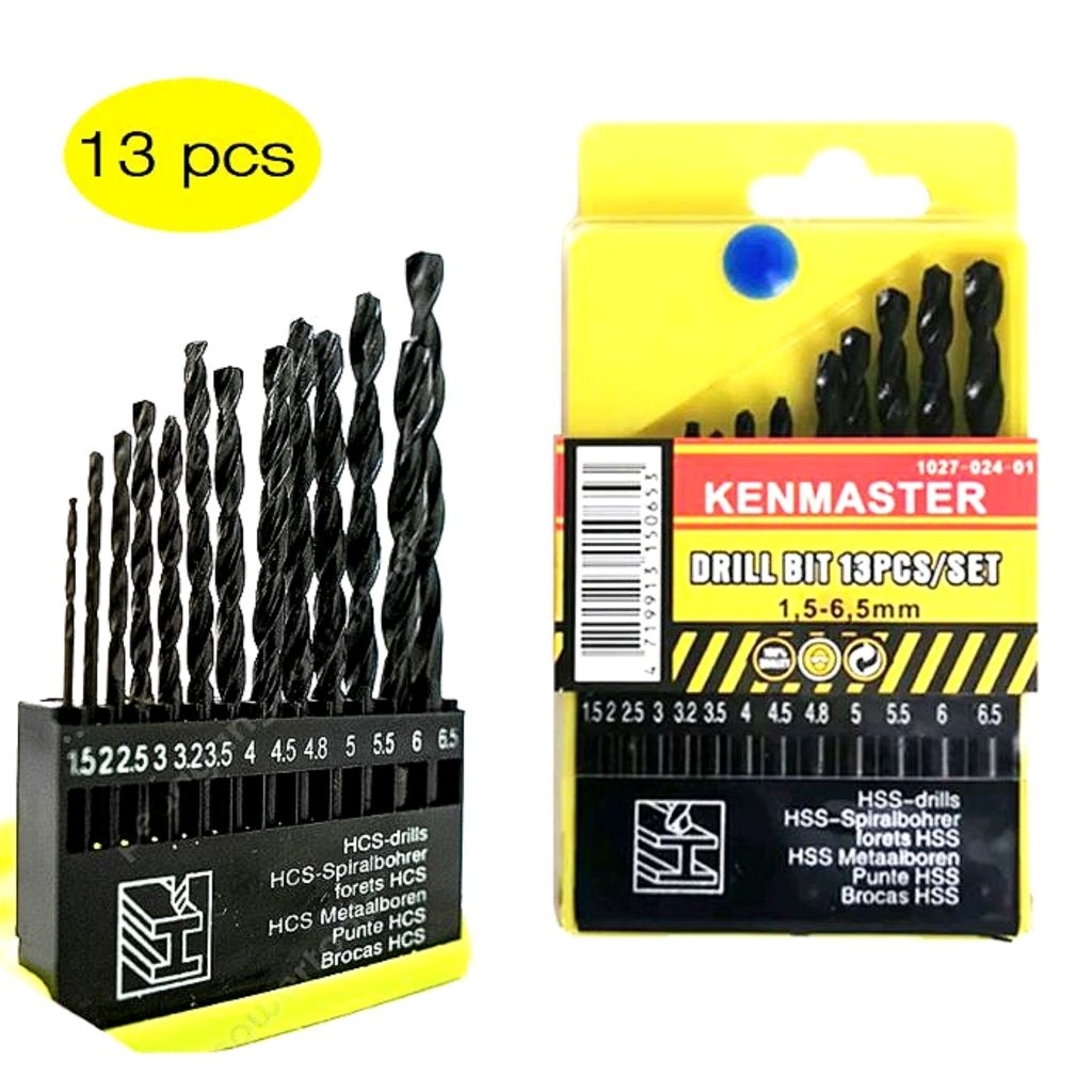 Mata bor besi set isi 13 pcs Kenmaster ukuran 1,5mm-6,5mm / Mata bor set Kenmaster