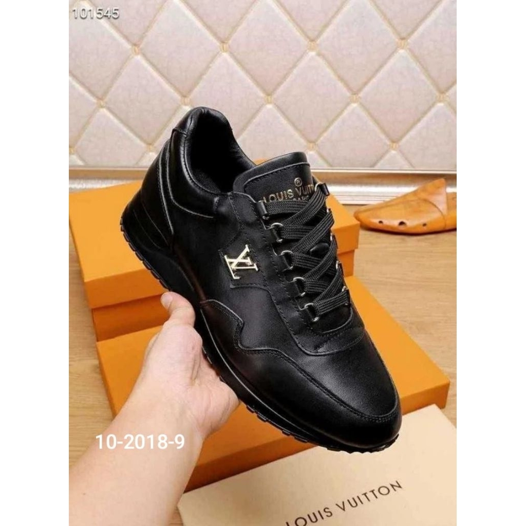 SEPATU PRIA SNEAKERS IMPORT KULIT ASLI BLACK