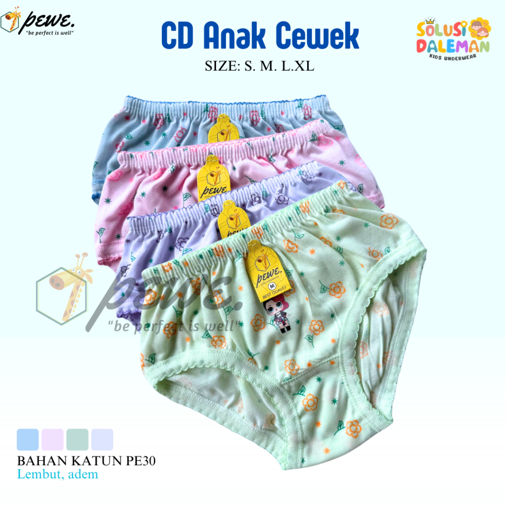 Grosir 3-6 PCS celana dalam anak cewek full print sablon karakter - CD anak perempuan / cewek full m