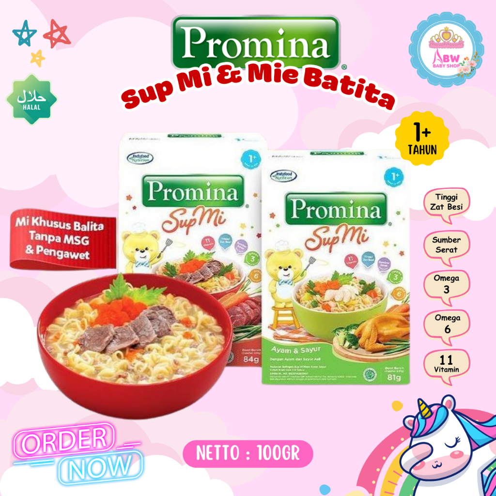 Promina Sup Mie & Mi Batita Ayam Kampung Makanan Bayi untuk Usia 1+ Tahun Tanpa MSG & Tanpa Pengawet