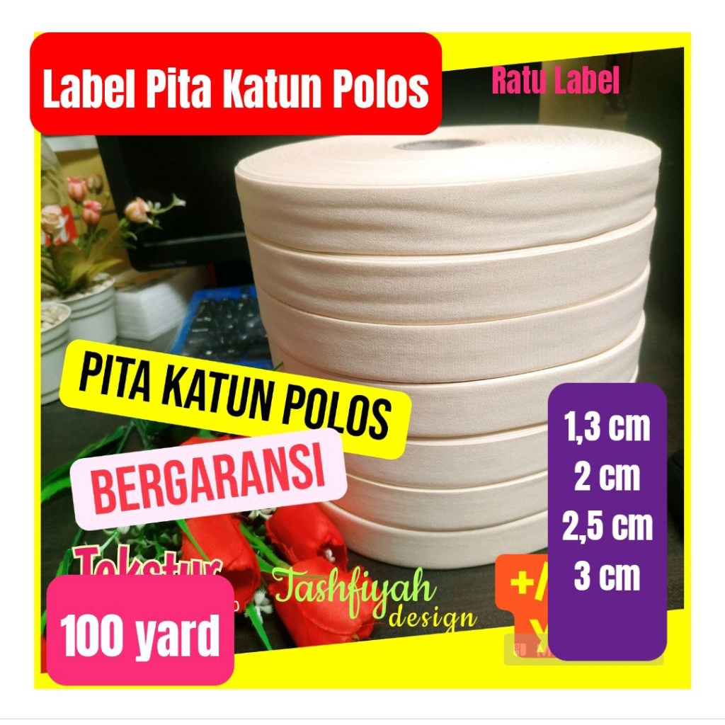 

Pita Katun Lembut Putih Polos, 1 Roll=100 meter