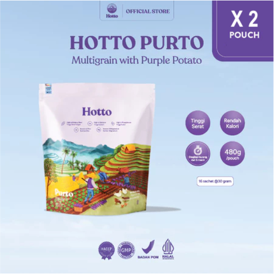 

Hotto Purto Multigrain with Purple Potato (5 sachet) Meal Replacement | Hotto Pouch