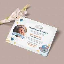 

Cetak Kartu/Stiker Tasyakuran Aqiqah, Tedak Siten, Kelahiran, Selapan, Sinvitation