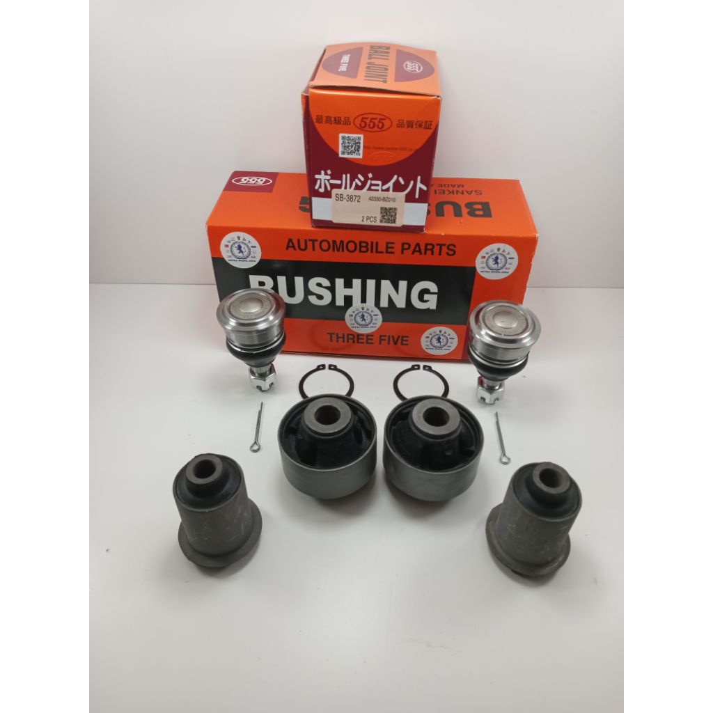 set 6 servis lower arm avanza xenia old lama ball joint bushing besar kecil merk 555 three five
