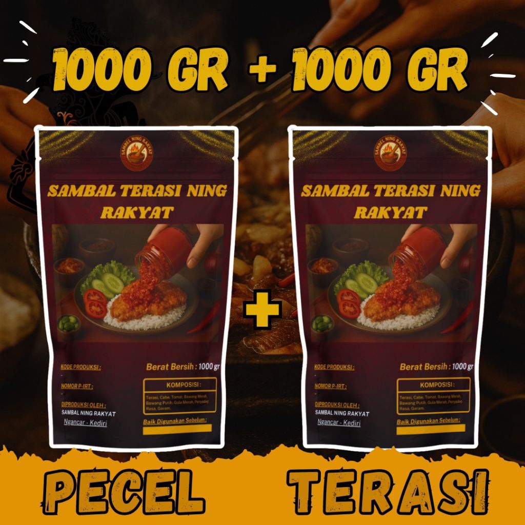 

[Bundling 4] Sambel Pecel 1000 Gram + Sambel Terasi 1000 Gram – [Duo Jumbo Istimewa]