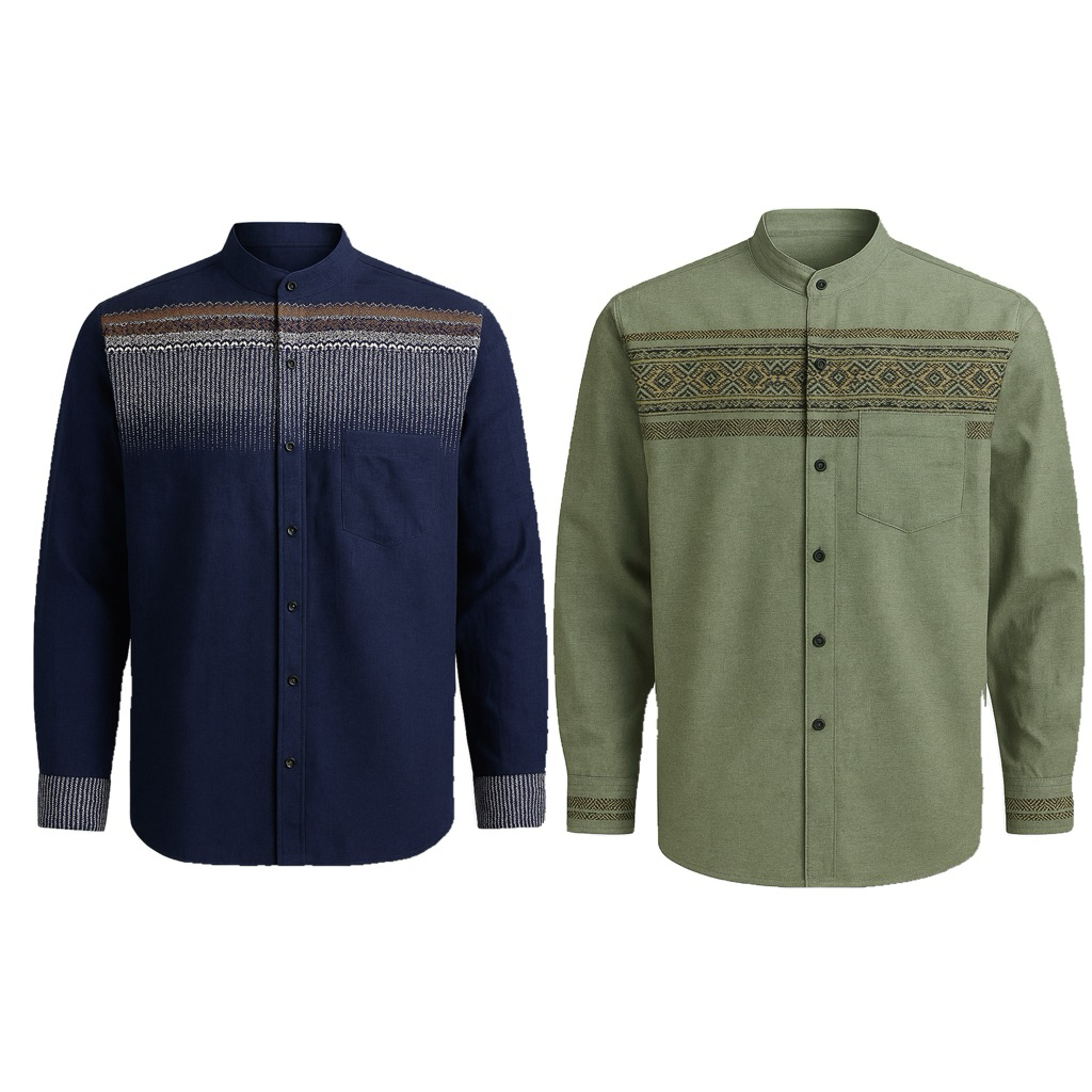 Kemeja Koko Madinah Katun Dewasa Slimfit Motif