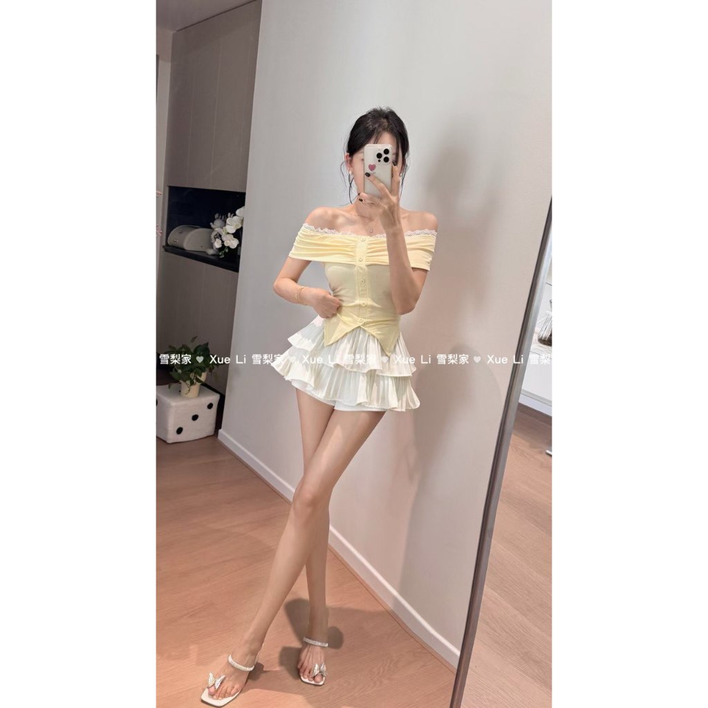 Atasan Wanita Off Shoulder Crop Top Korea Kekinian | Baju Cewek OOTD Korean Style