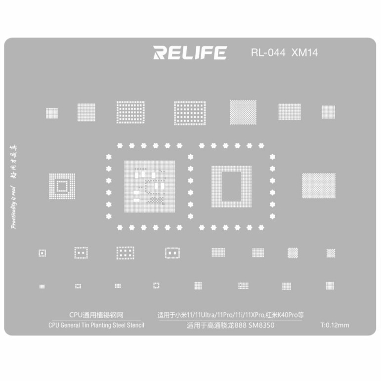 Stencil Cetakan ic Bga Relife RL-044 XM14 - FOR SNAPDRAGON 888 - SM83550 - XIAOMI MI 11 - MI 11 ULTR