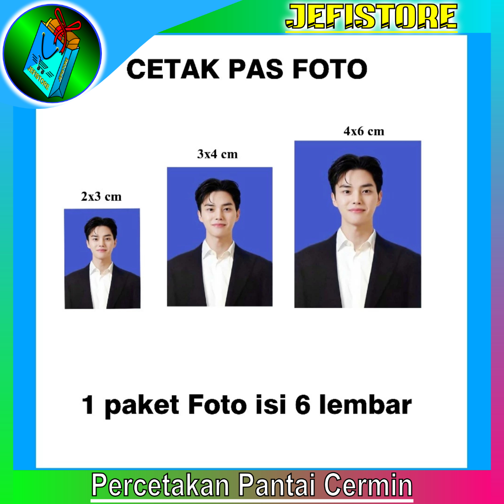 Jasa Cetak Print Pas Foto 2x3 | 3x4 | 4x6 - Jefistore Pantai Cermin