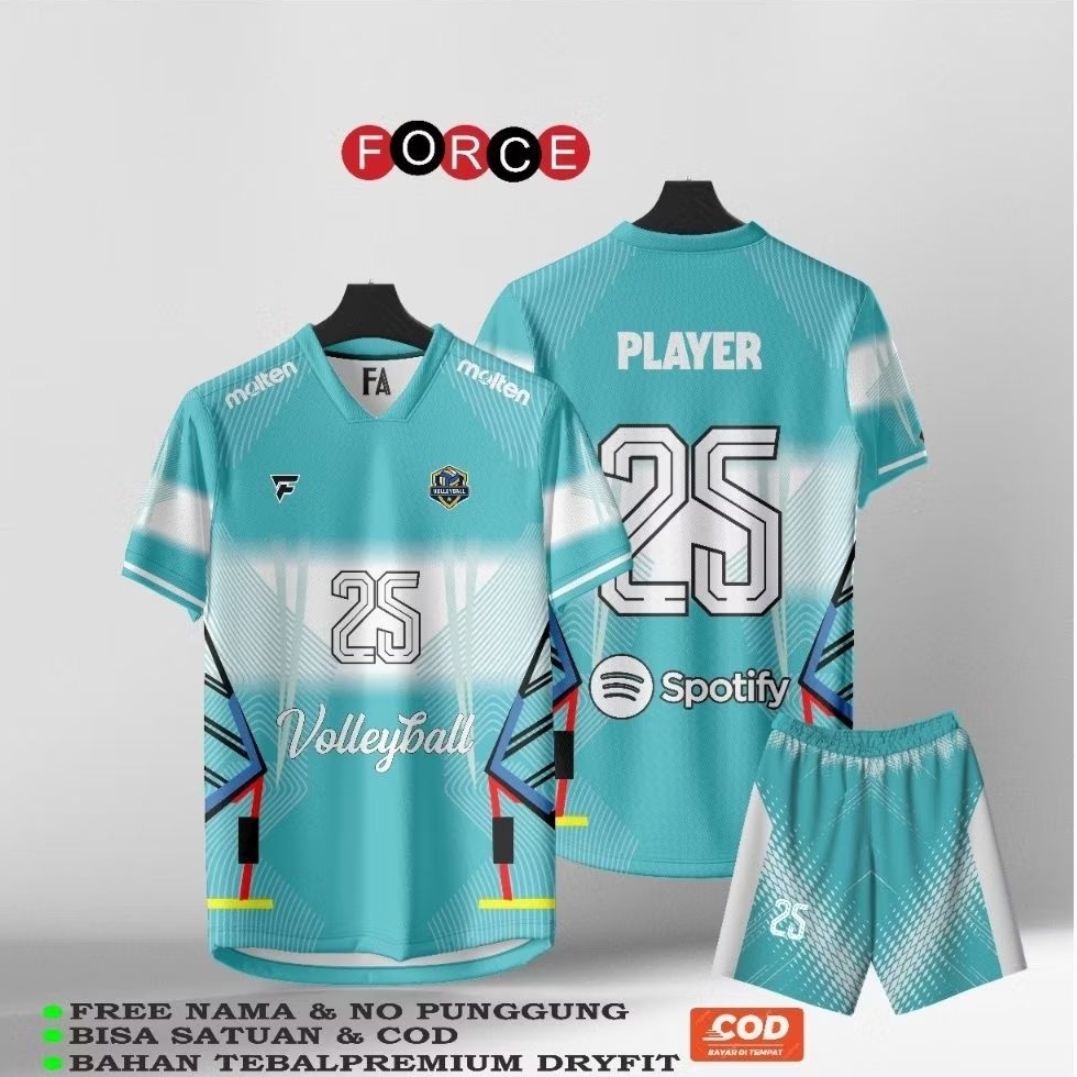 Jersey volly full printing free nama logo spaonsor dan no punggung