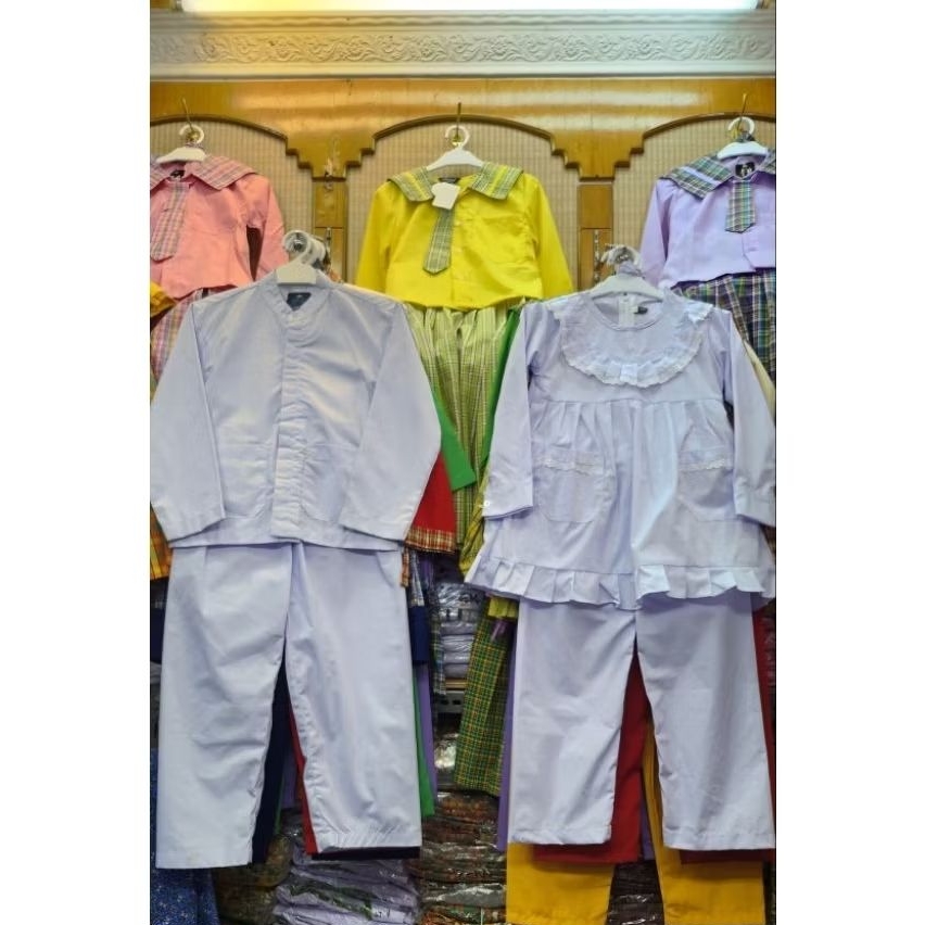 Seragam Muslim Anak TK/PAUD Stelan/Koko Putih polos Set Hijab n peci