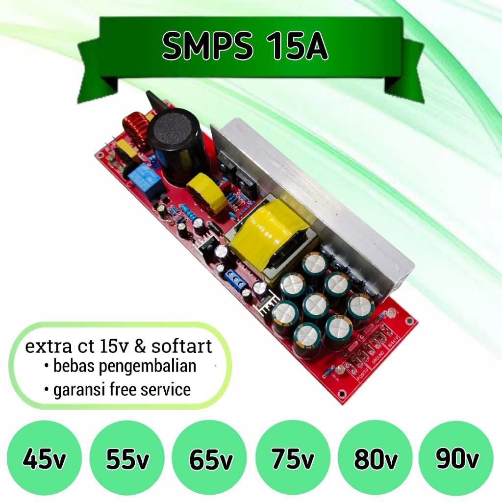 trafo smps sos hb 15A 1500w CT 45v 55v 65v 75v 80v 90v power supply unit for audio 15 amper volt dc