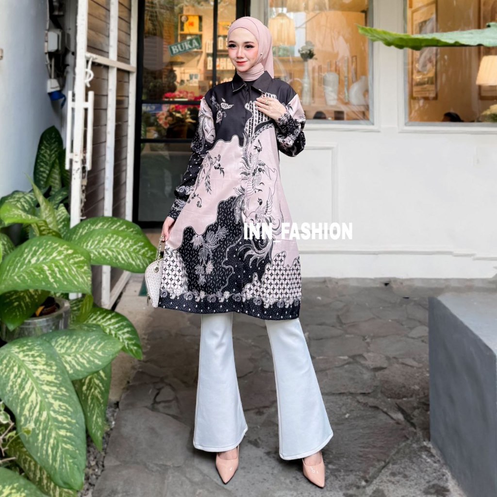 Tunik Batik Wanita Jumbo Big Size ld 120cm Modern Terbaru | Tunik Batik Modern Seragam Kantor Guru B