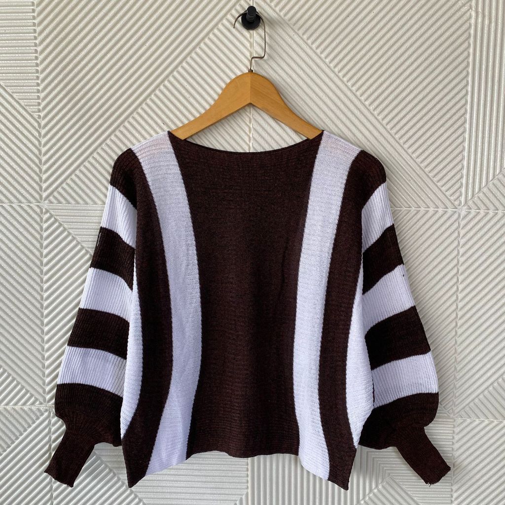 ByNayla - Lamira Rajut Batwing Garis / Blouse Oversize Wanita / Atasan Wanita Jumbo Big Size Rajut